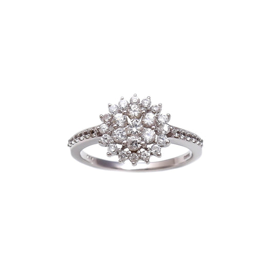 Natural Zircon Cluster Ring - 925 Sterling Silver Stackable Band