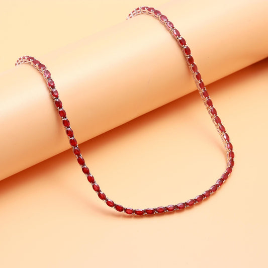 Fissure Field Ruby Statement Necklace - 925 Sterling Silver