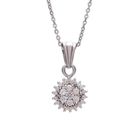 Natural Zircon Round Cut Pendant - 925 Sterling Silver