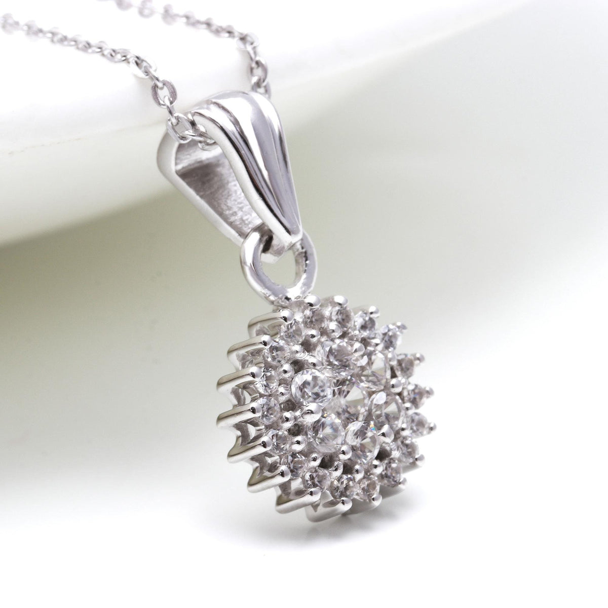 Natural Zircon Round Cut Pendant - 925 Sterling Silver