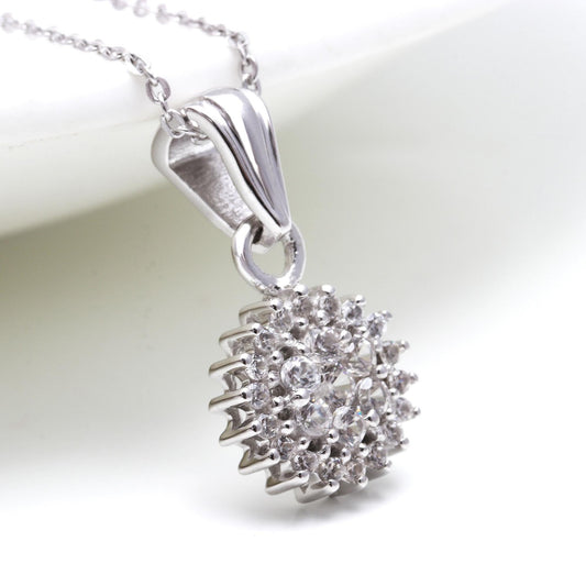 Natural Zircon Round Cut Pendant - 925 Sterling Silver