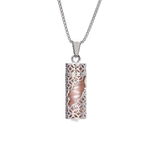 Handmade Rose Quartz 925 Sterling Silver Pendant - 8g Cylinder