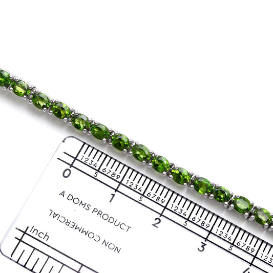 Chrome Diopside 925 Sterling Silver Oval Statement Bracelet