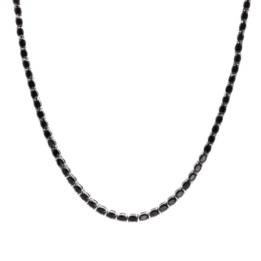 Black Spinel Statement Necklace - 925 Sterling Silver Handmade