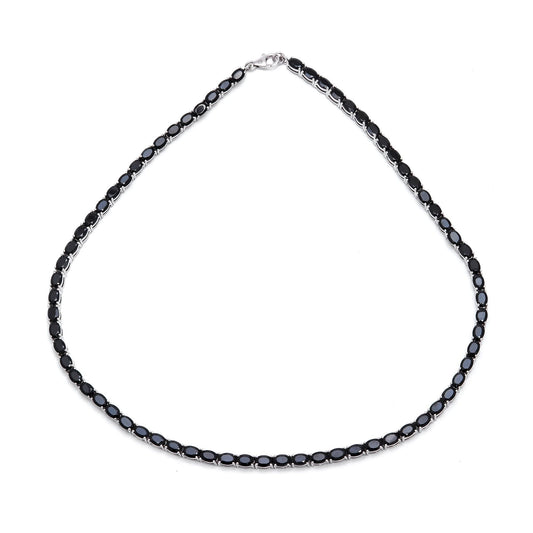 Black Spinel Statement Necklace - 925 Sterling Silver Handmade