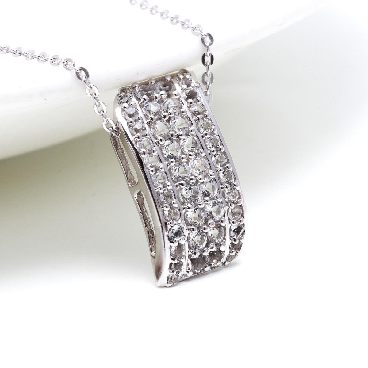 Natural Zircon Wavy Pendant - 925 Sterling Silver Round-Cut