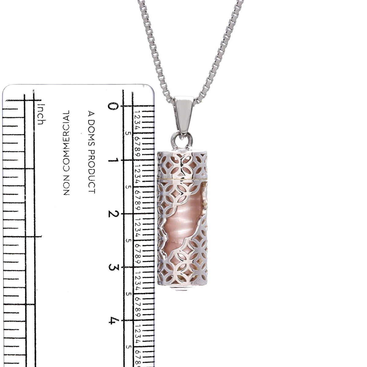 Handmade Rose Quartz 925 Sterling Silver Pendant - 8g Cylinder