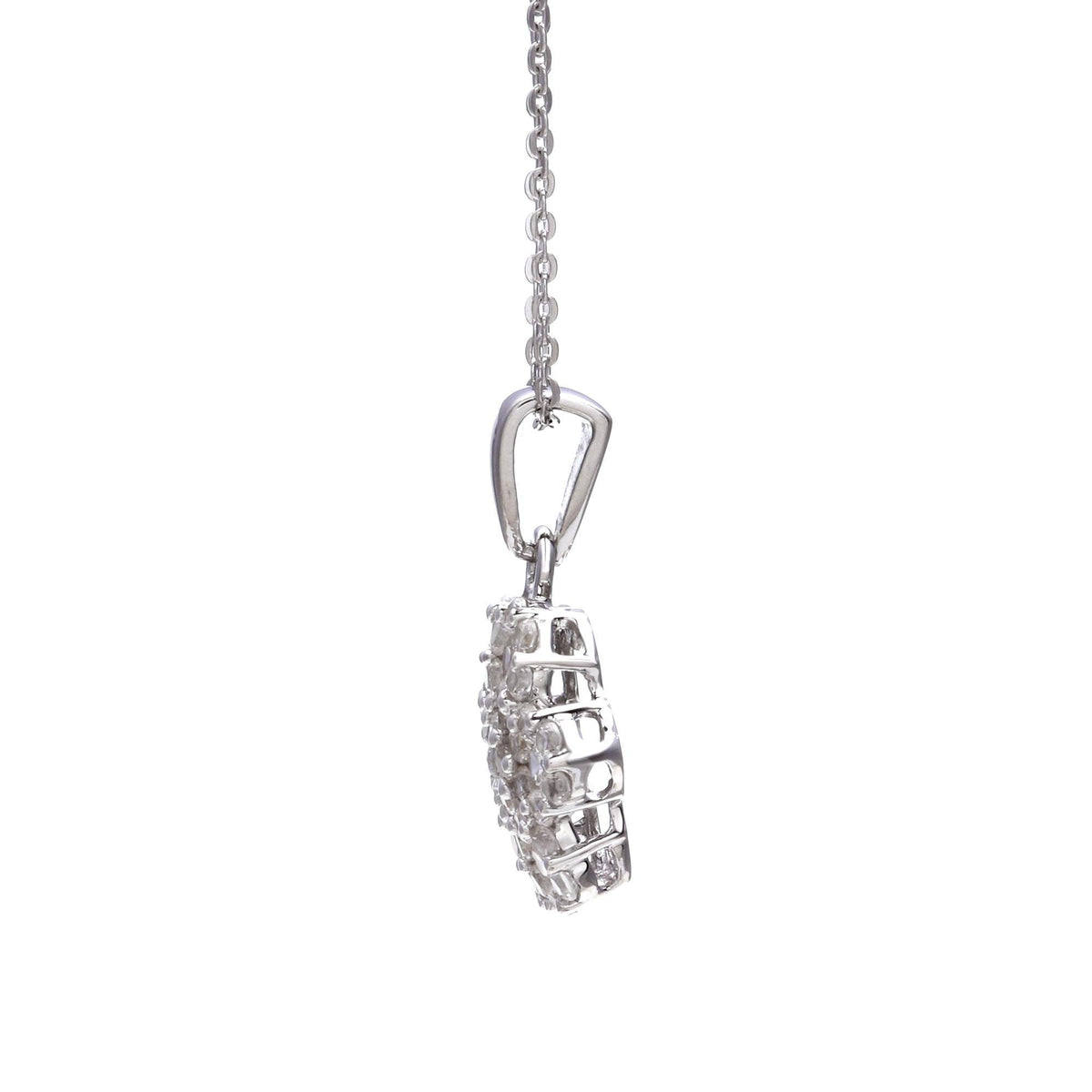 Natural Zircon Floral Pendant in 925 Sterling Silver