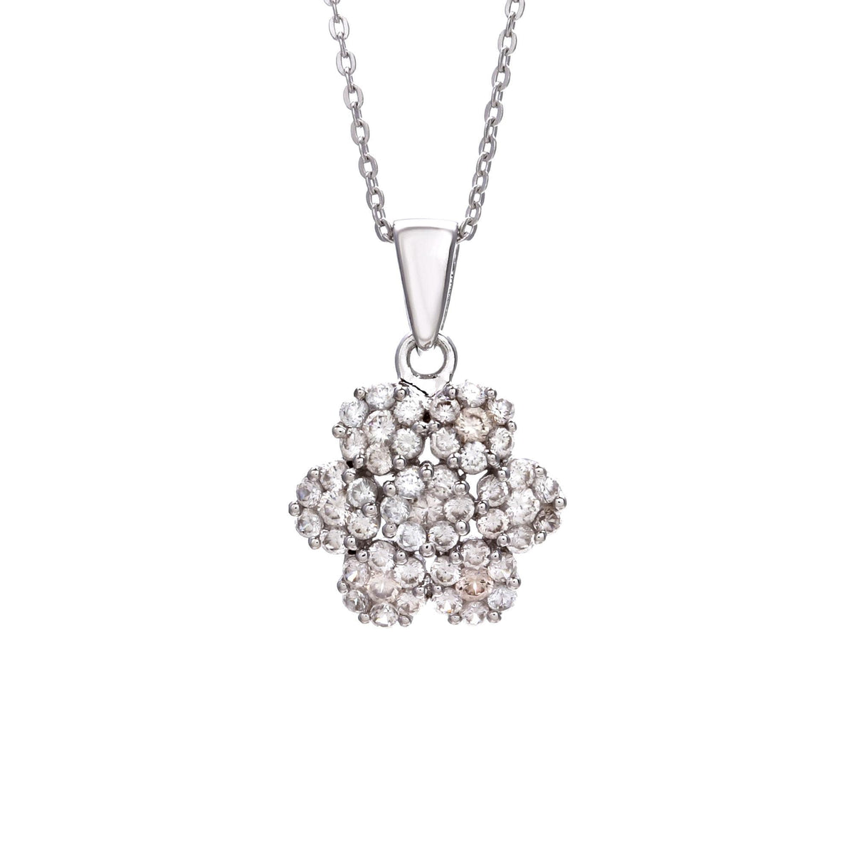 Natural Zircon Floral Pendant in 925 Sterling Silver